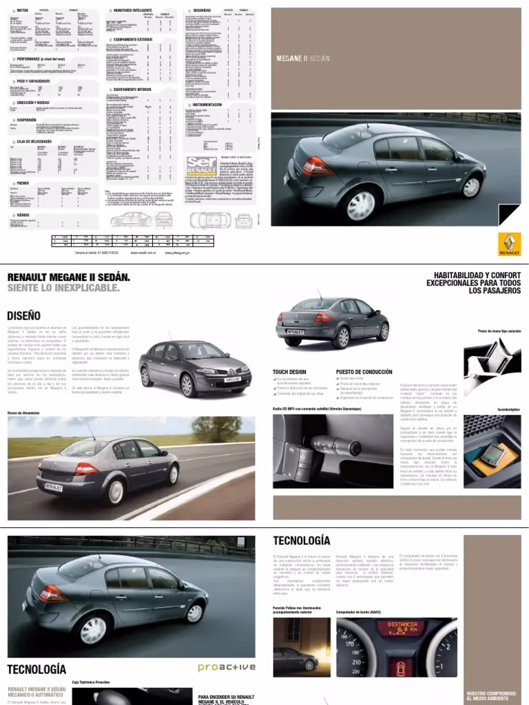 ¿Cuál es la especificación del motor del Renault Megane 2?